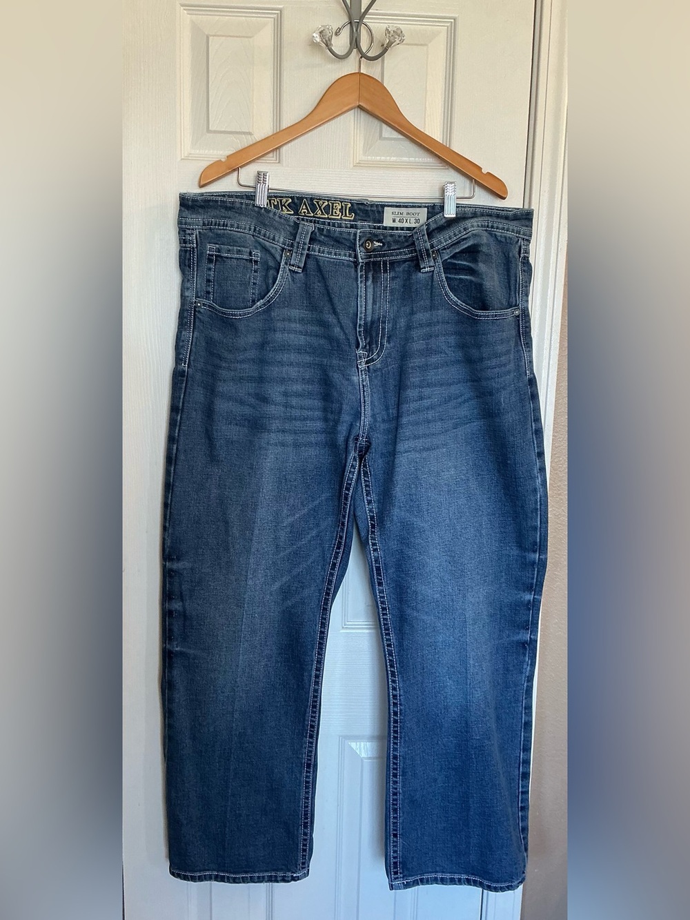 TK Axel Slim Boot Mens Stretch Blue Jeans Medium Wash Size 40x30